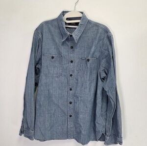 Double RL RRL Ralph Lauren Denim Blue Western Button Shirt Size Large